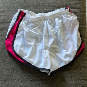 Size L Nike Dri-Fit white and pink shorts